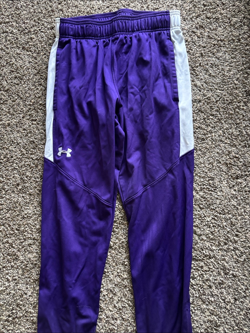Under Armour Purple Track Pants with White Side Panels